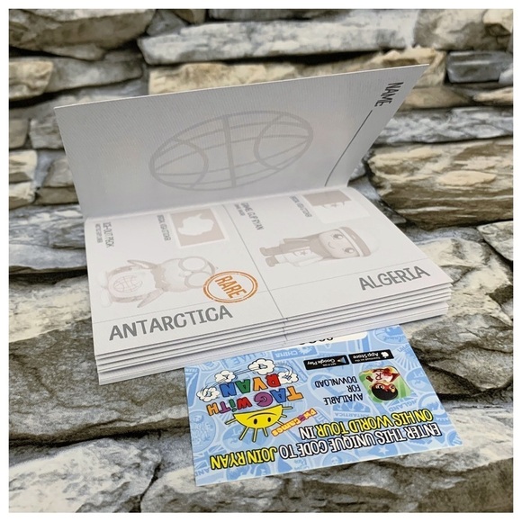 Ryan’s World Tour Travel PASSPORT BOOK & CODE Mystery Micro Figure Sticker Doll - Picture 2 of 2